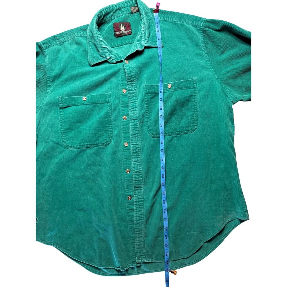 High Sierra Vintage Corduroy Shirt XL Green Teal Button Cotton Distressed Grunge - Picture 11 of 16